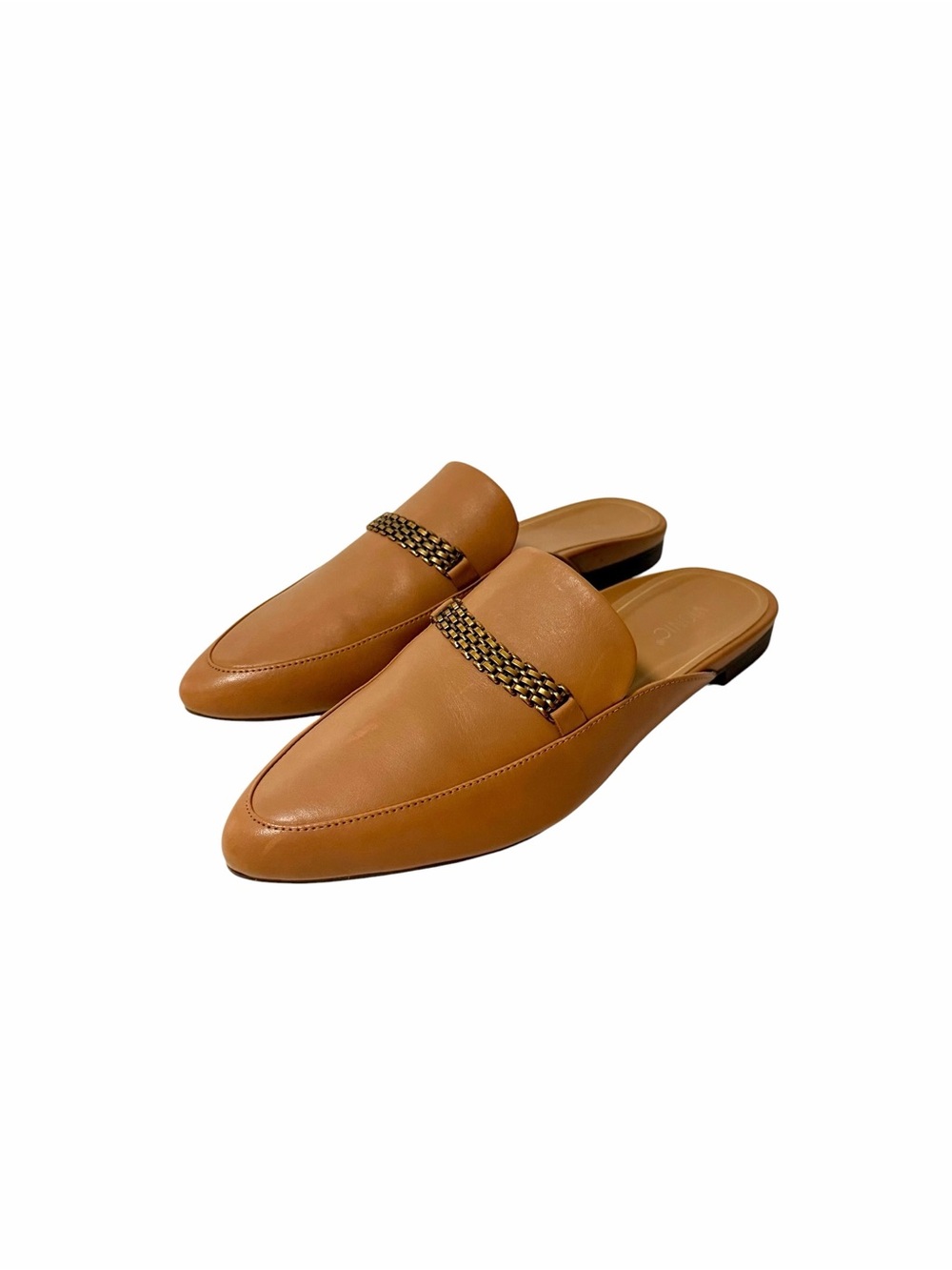 Vionic Starling Camel Leather Slip-On Flats Loafer Mules Size 8 Classic Casual